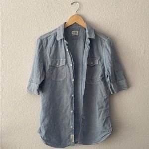 55%linen / 45%cotton. Jean looking overlay jacket